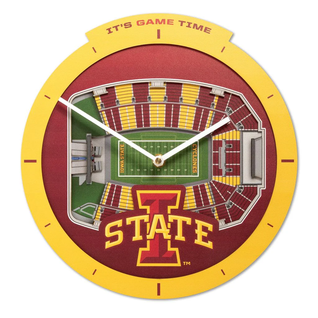 Iowa State Cyclones Stadium View 3D Wall Clock