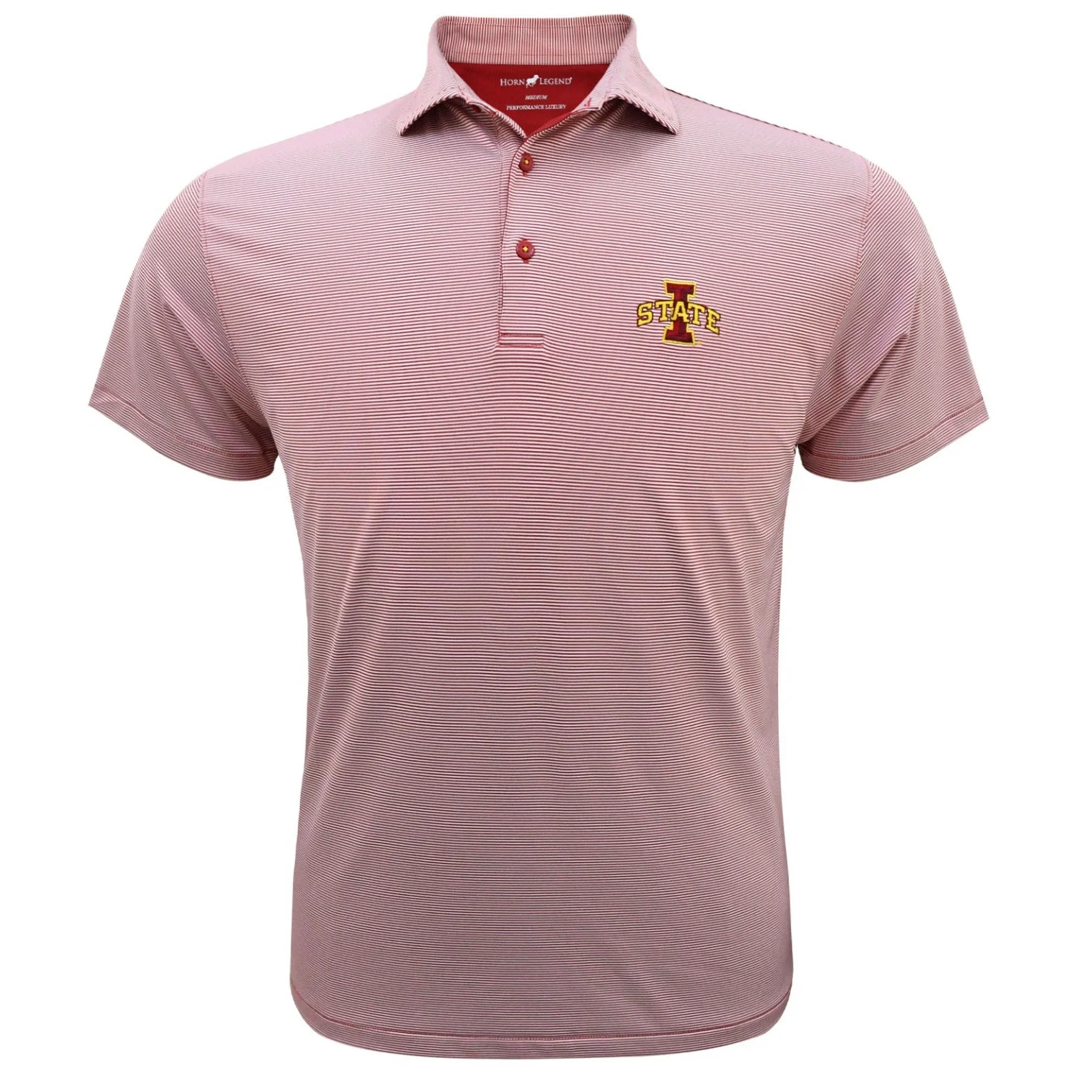 Iowa State Polo Men's Red Stripe Horn Legend