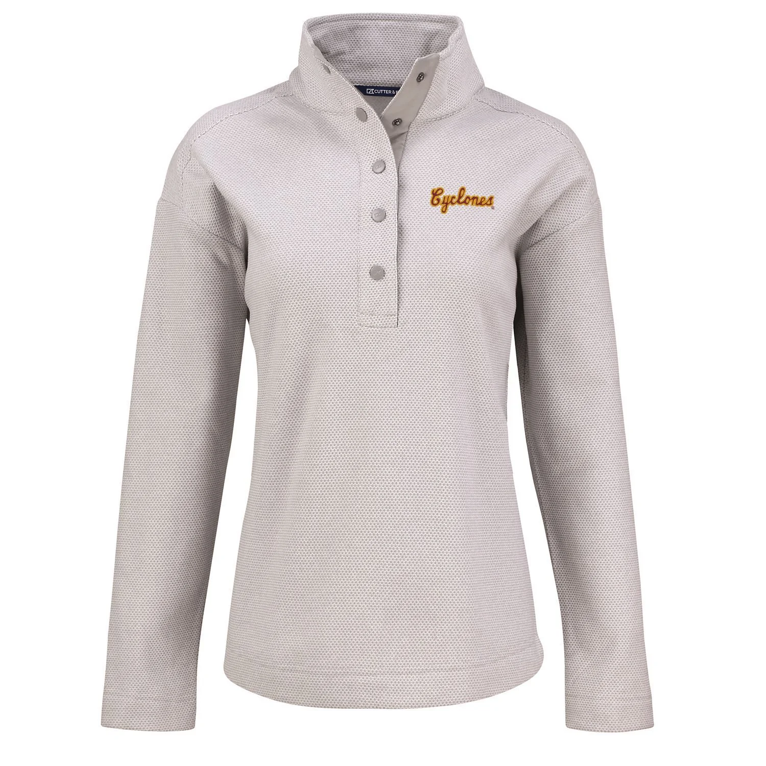 Iowa State Pullover Women's Grey Snap Top Script Cutter & Buck
