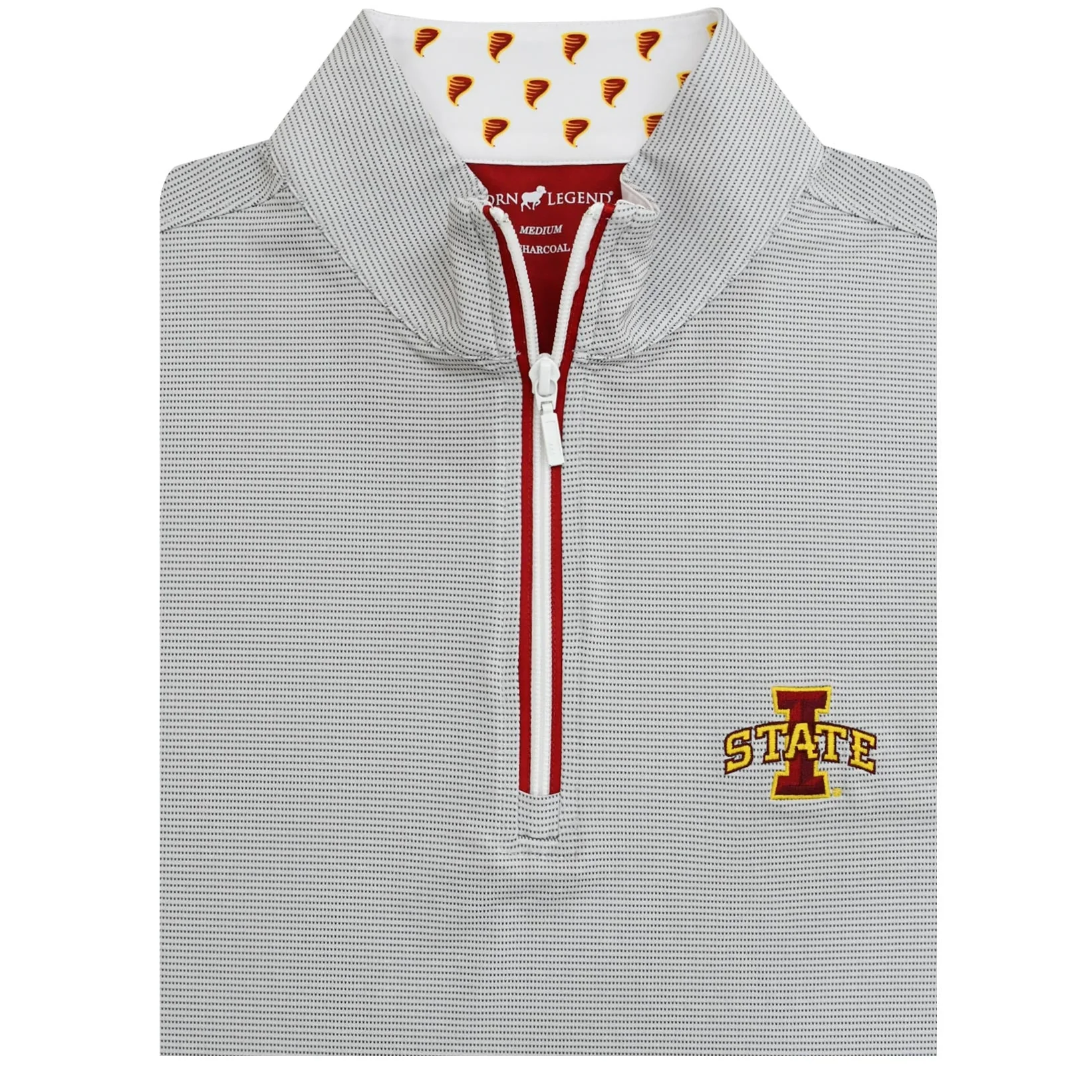 Iowa State Quarter-Zip Men's Grey Pattern Horn Legend - Image 2