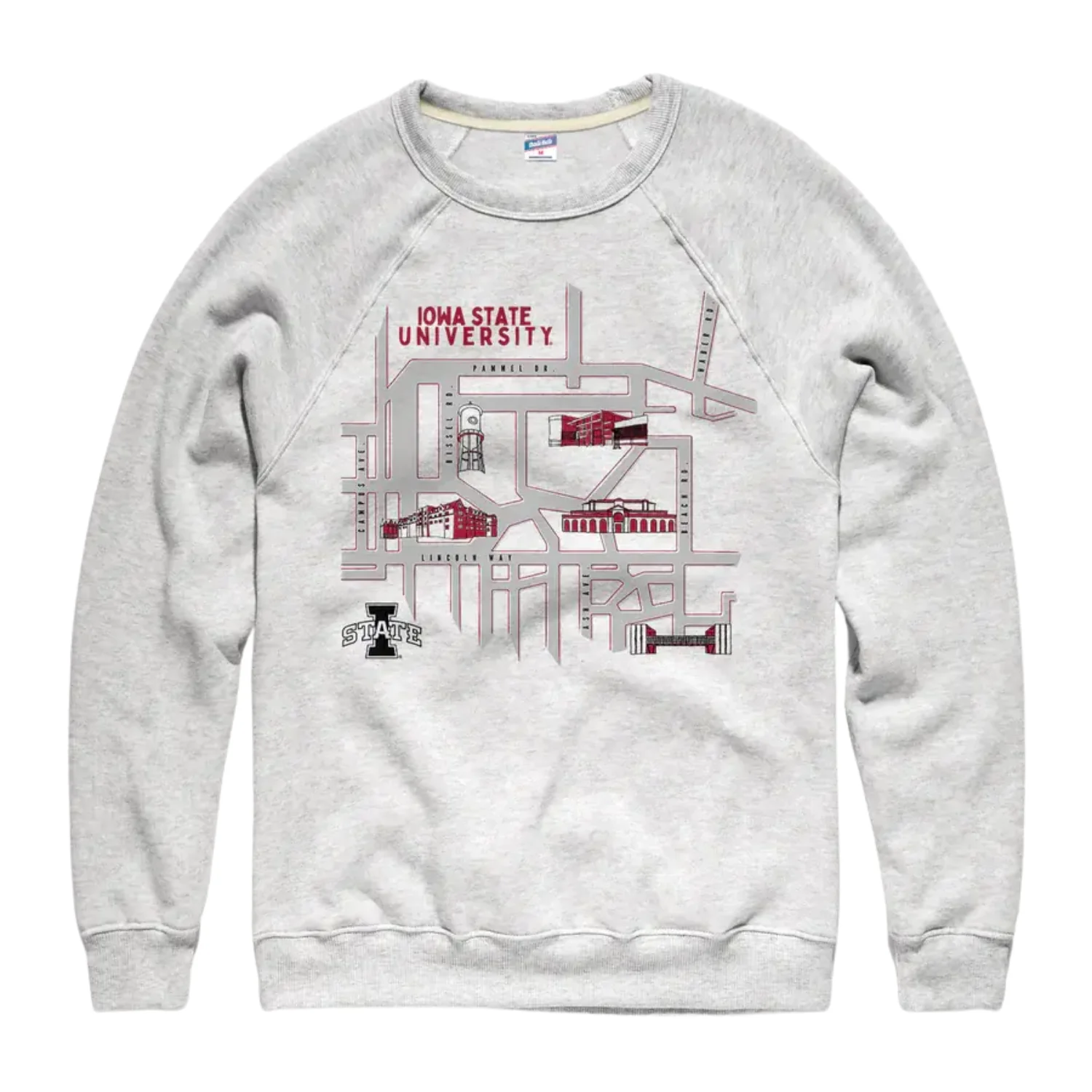 Iowa State Sweatshirt Charlie Hustle Grey Campus Map