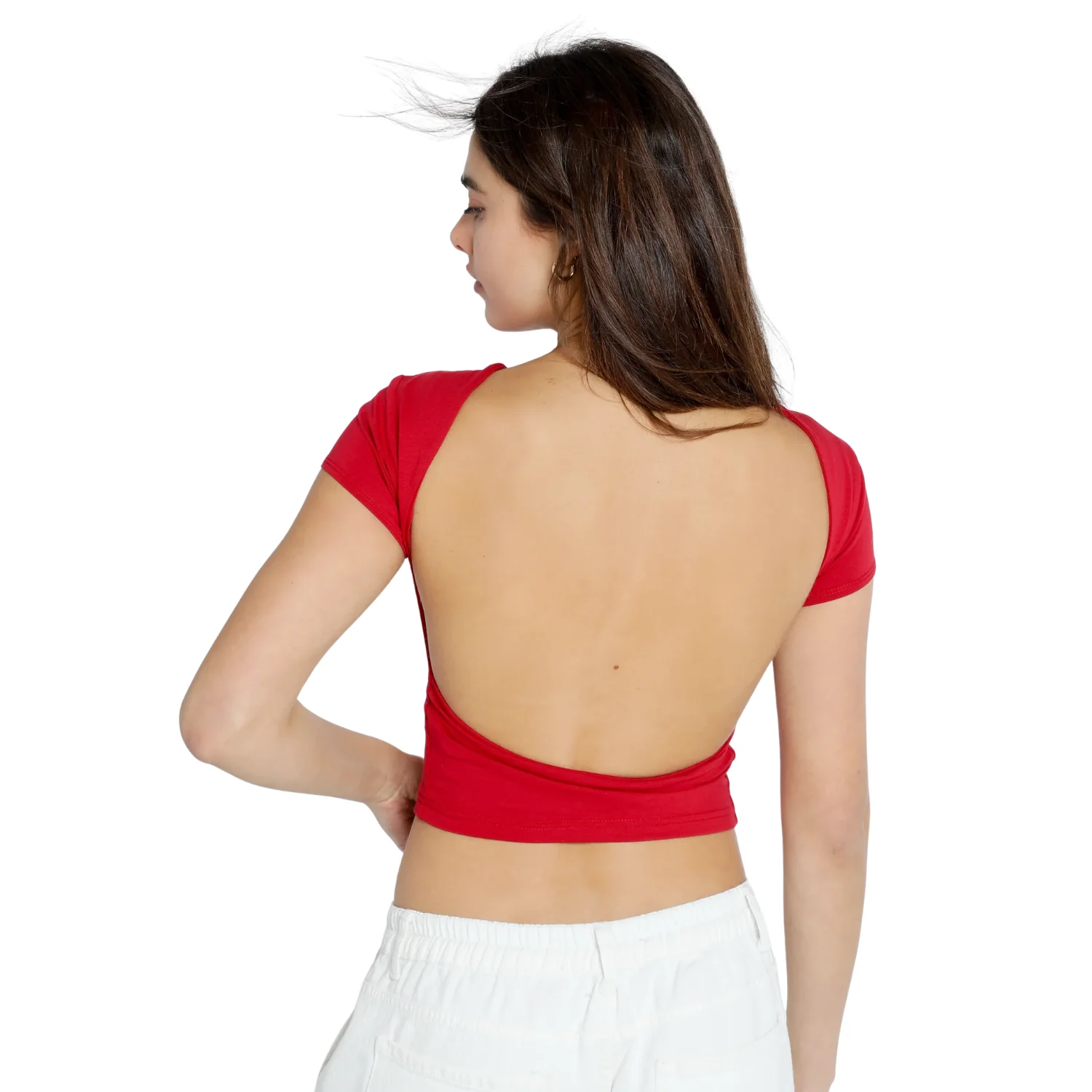 Iowa State Women's Red Hype & Vice Cropped Backless Tee - Image 2